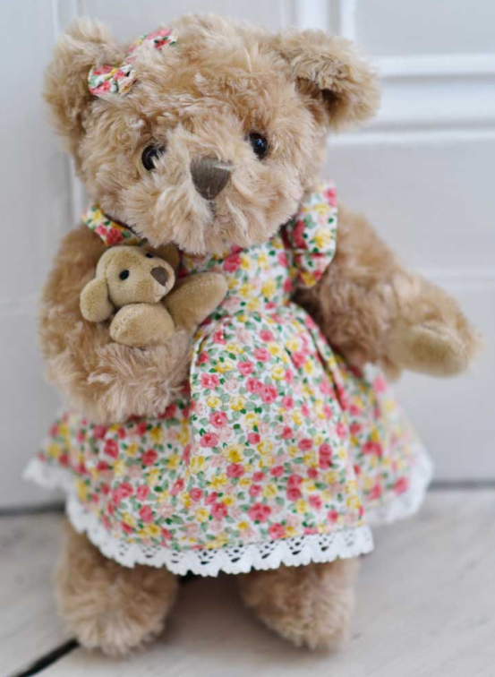 Teddy Bear With Mixed Floral Dress And Baby Alder Hey Children s