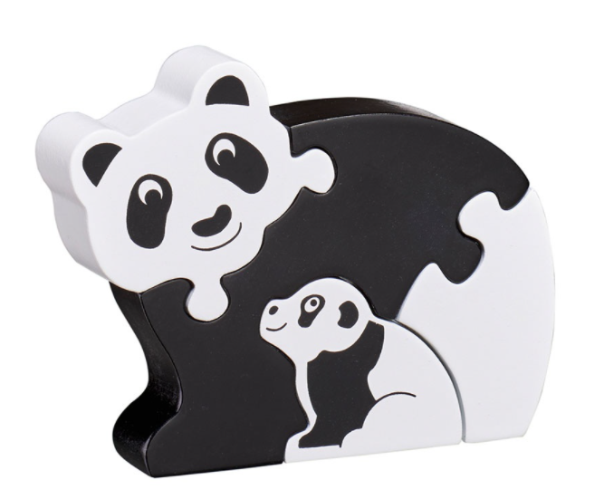Easy Four Piece Panda and Baby Wooden Jigsaw