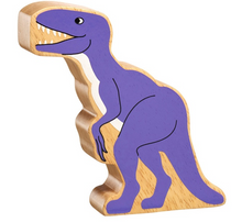 Load image into Gallery viewer, Dinosaur Wooden Figure - purple velociraptor
