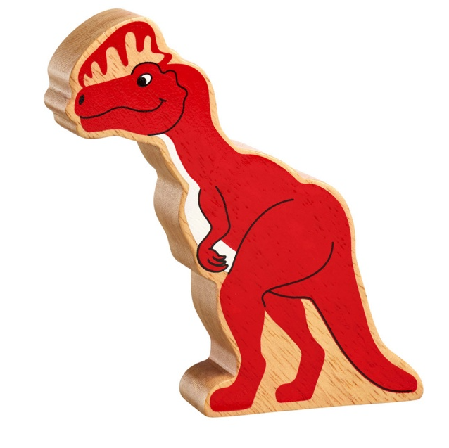 Dinosaur Wooden Figure - Red Dilophosaurus