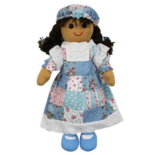 Blue Patchwork Print Dress Rag Doll - 40cm
