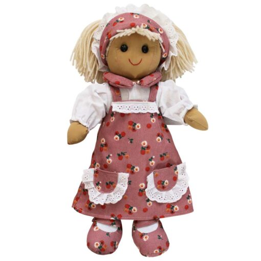 Blush Pink Floral Cord Print Dress Rag Doll - 40cm