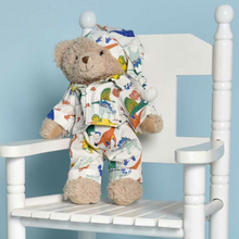 Load image into Gallery viewer, Colourful Dinosaur Pyjamas &amp; Nightcap Teddy Bear
