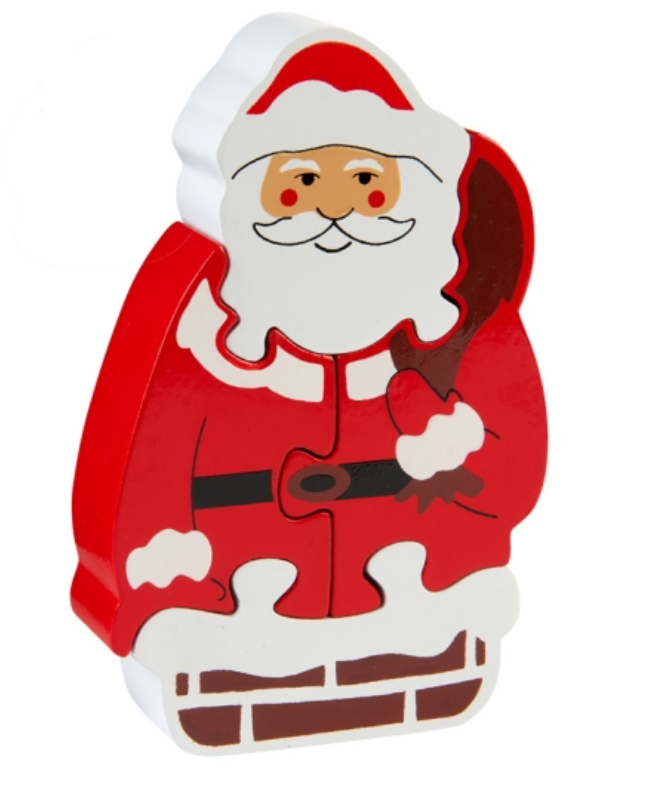 Easy Four Piece Father Christmas Wooden Jigsaw