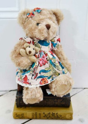 Garden print Dress Reddy bear with baby