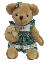 Load image into Gallery viewer, Green Floral Dress &amp; Baby Teddy Bear
