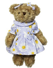 Load image into Gallery viewer, Lilac Dress with Daisies and Bee Teddy Bear
