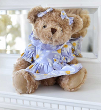 Load image into Gallery viewer, Lilac Dress with Daisies and Bee Teddy Bear
