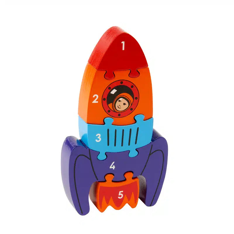 Five Piece Wooden Jigsaw - Rocket