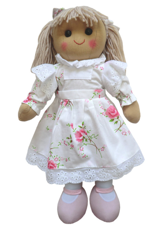 White Rose Print Dress Doll  - 40cm