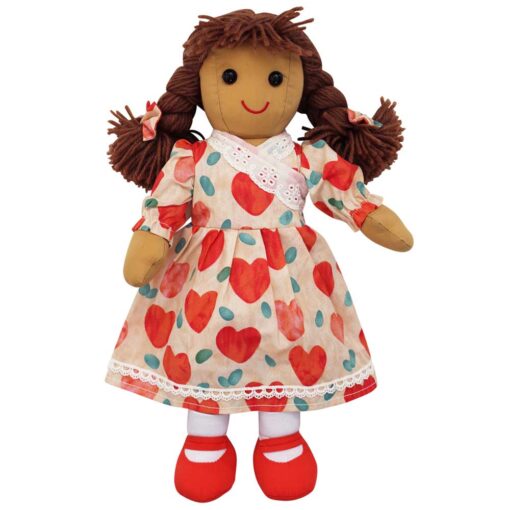 Love Heart Cross Over Dress Rag Doll - 40cm