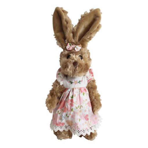 Rabbit Teddy with Pink Floral Dress