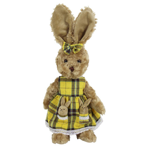 Rabbit Teddy - A Yellow Tartan Dress