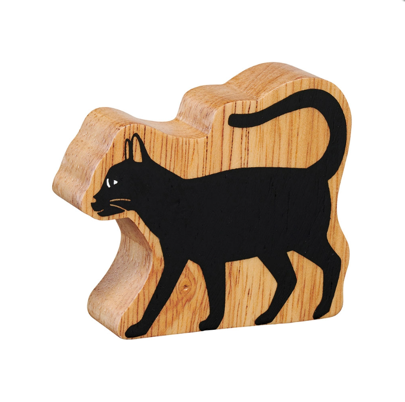 Wooden Figure - Black Cat