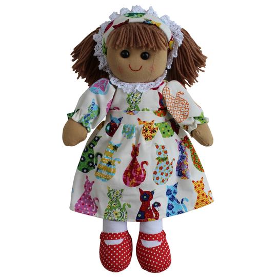 Cat Print Dress Rag Doll - 40cm