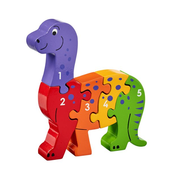 Five Piece Wooden Dinosaur Jigsaw