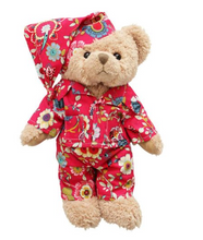 Load image into Gallery viewer, Teddy Bear With Hot Pink Floral Pyjamas And Nightcap
