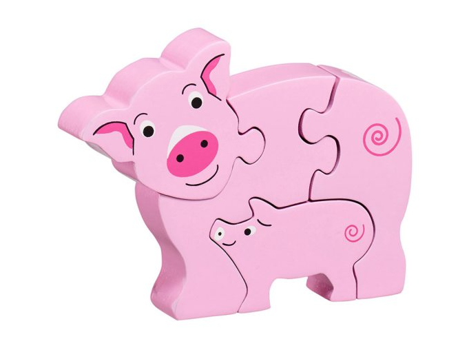 Easy Four Piece Pig & Piglet Wooden Jigsaw