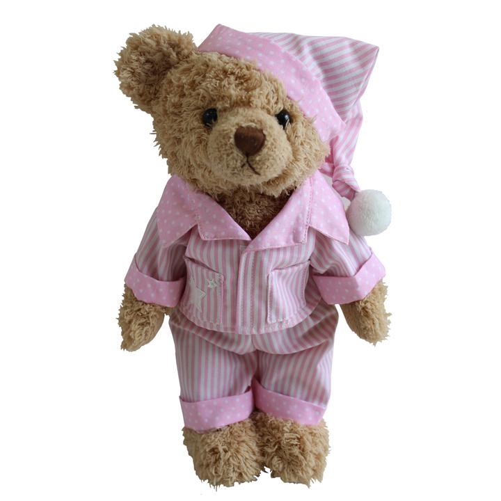 Stripe Pyjamas and Night Cap Teddy Bear
