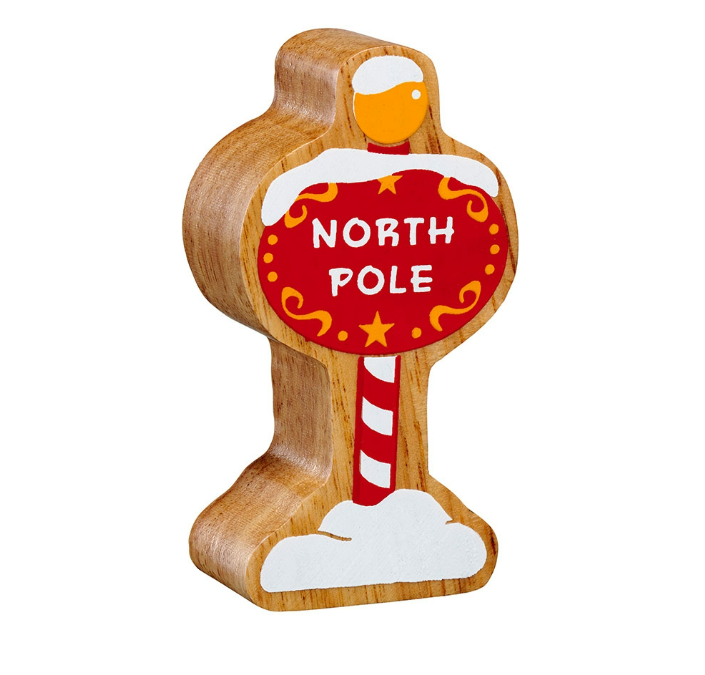 North Pole Sign Christmas Wooden Figure