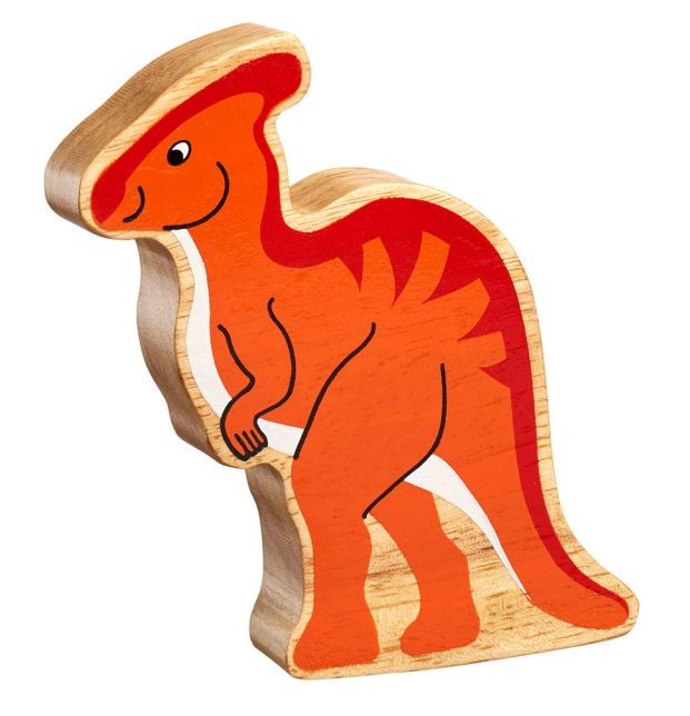 Dinosaur Wooden Figure - Orange Parasaurolophus